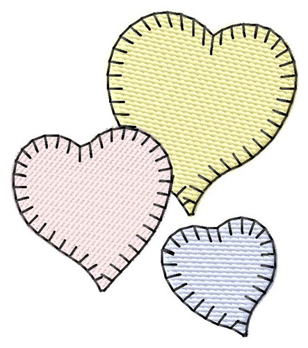 Three Hearts Machine Embroidery Design