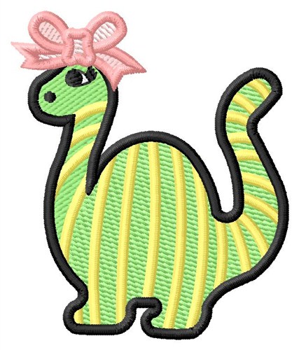 Dinosaur With Bow Machine Embroidery Design