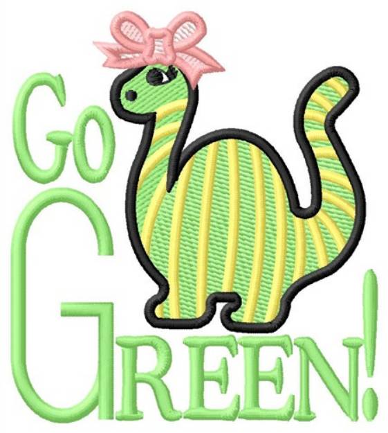 Picture of Go Green Dinosaur Machine Embroidery Design