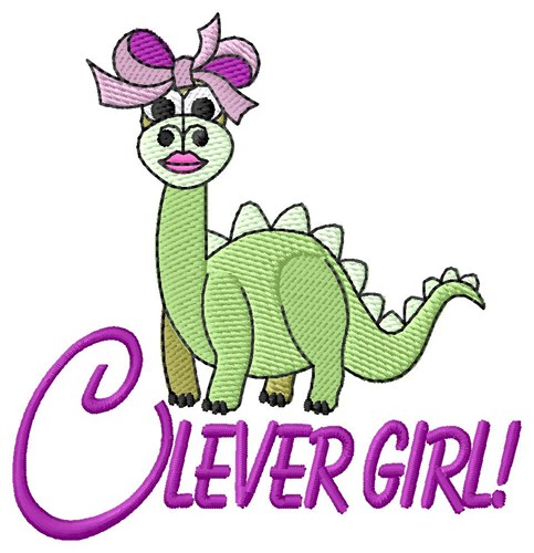 Clever Girl Dinosaur Machine Embroidery Design