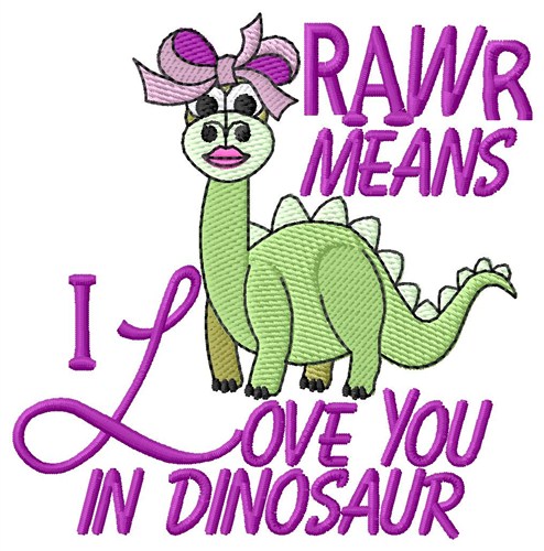 I Love Dinosaurs Machine Embroidery Design