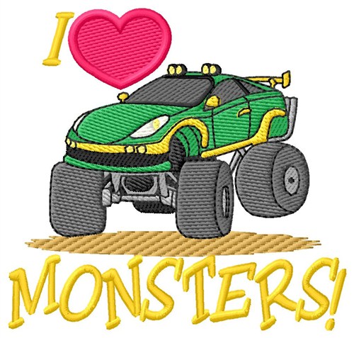 I Love Monsters Machine Embroidery Design