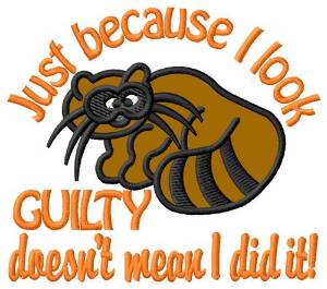 Picture of Guilty Raccoon Machine Embroidery Design
