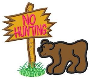 Picture of Bear & No Hunting Sign Machine Embroidery Design