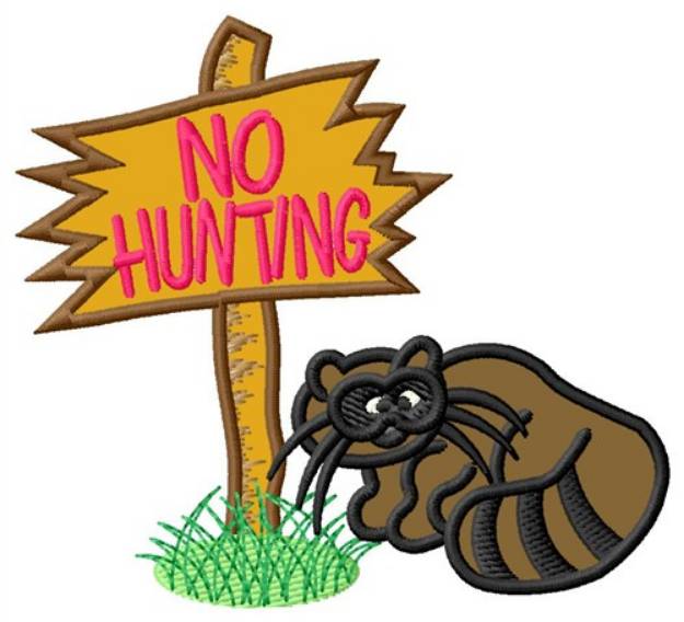 Picture of Coon & No Hunting Sign Machine Embroidery Design