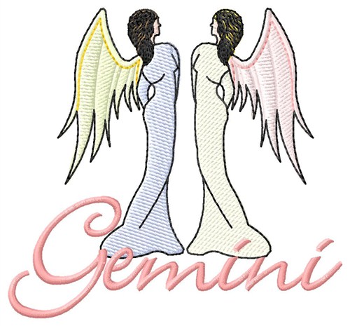 Gemini Twins Zodiac Machine Embroidery Design