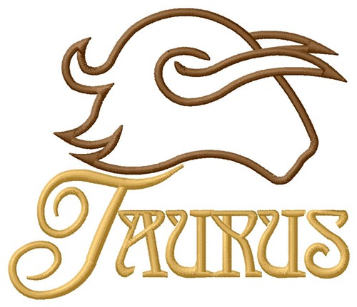 Taurus Bull Head Outline Machine Embroidery Design
