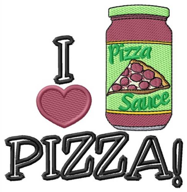 Picture of I Love Pizza Machine Embroidery Design