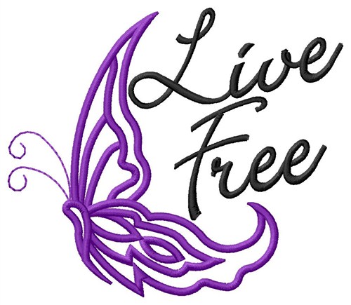 Live Free Butterfly Machine Embroidery Design