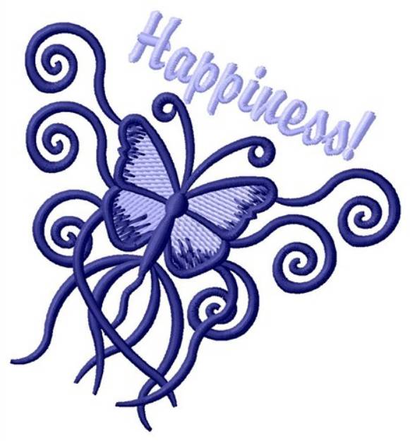 Picture of Happiness Butterfly Machine Embroidery Design