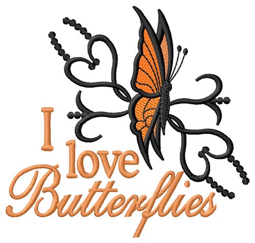 I Love Butterflies Machine Embroidery Design