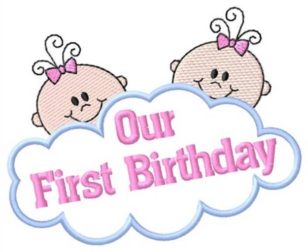 Picture of Twins First Birthday Machine Embroidery Design