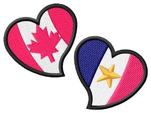 Picture of Canada/USA Hearts Machine Embroidery Design