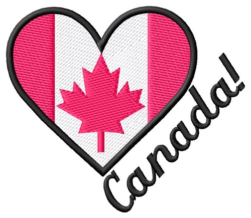 Canada Heart Machine Embroidery Design