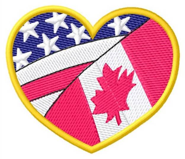 Picture of Heart Two Flags Machine Embroidery Design