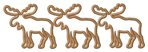 3 Moose Outlines Machine Embroidery Design