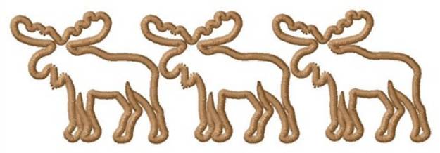 Picture of 3 Moose Outlines Machine Embroidery Design
