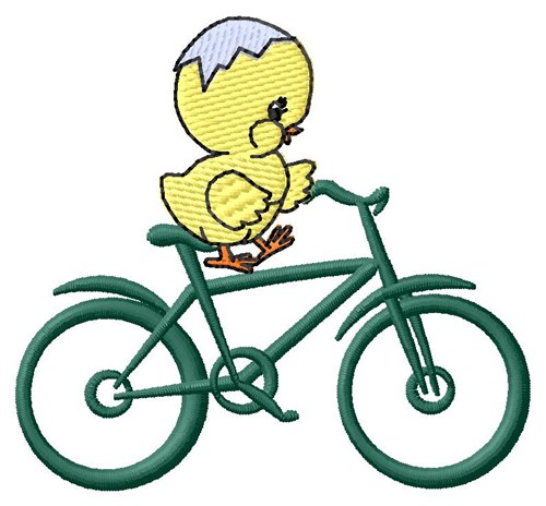 Chick On Bike Machine Embroidery Design