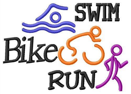 Swim Bike Run Machine Embroidery Design