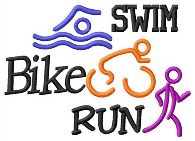 Picture of Swim Bike Run Machine Embroidery Design