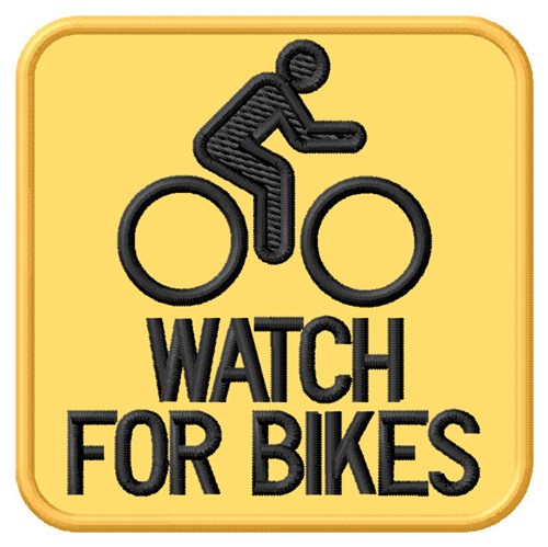 Watch For Bikes Machine Embroidery Design