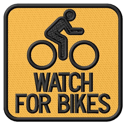 Watch For Bikes Machine Embroidery Design