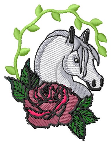 Rose Horse Machine Embroidery Design