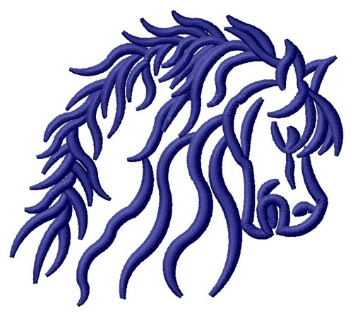 Blue Horse Head Machine Embroidery Design