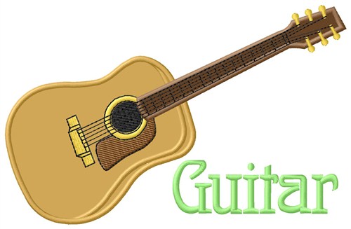 Acoustic Guitar Machine Embroidery Design