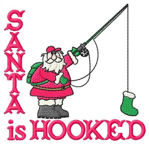 Picture of Santa Is Hooked Machine Embroidery Design