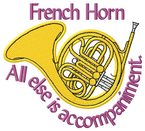 French Horn Accompaniment Machine Embroidery Design