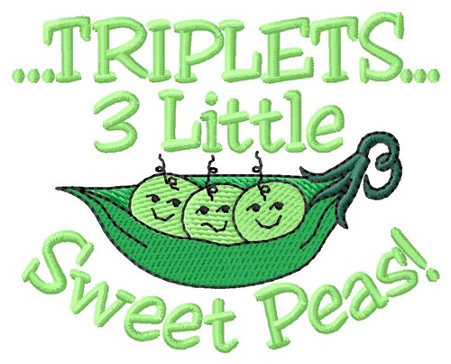 Triplets 3 Peas Machine Embroidery Design