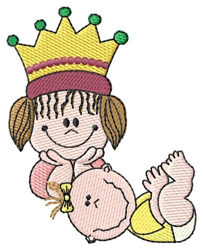 Queen And Baby Girl Machine Embroidery Design