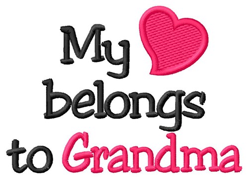 Heart Belongs To Grandma Machine Embroidery Design