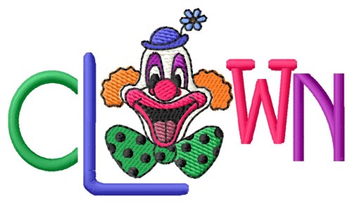 Clown Word Machine Embroidery Design