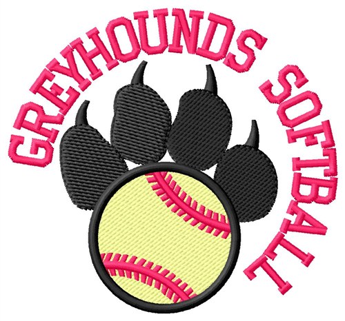 Greyhounds Softball Machine Embroidery Design