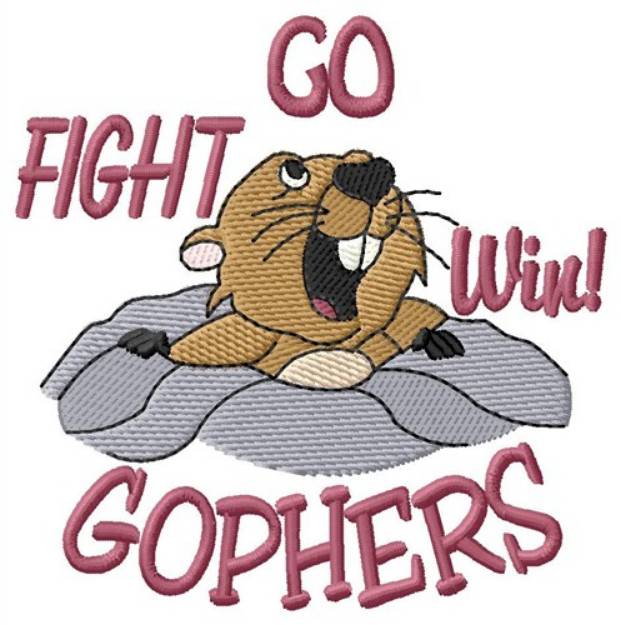 Picture of Go Fight Win Gophers Machine Embroidery Design