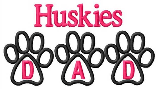 Picture of Huskies Dad Machine Embroidery Design