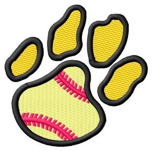 Picture of Softball Pawprint Machine Embroidery Design