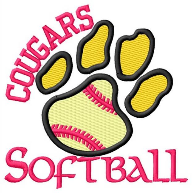 Picture of Cougars Softball Machine Embroidery Design
