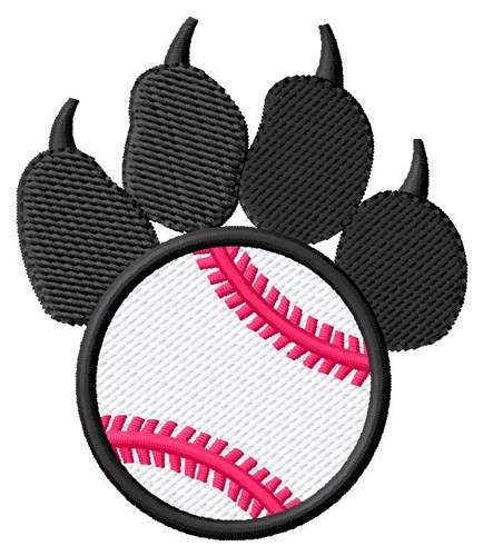Baseball Pawprint Machine Embroidery Design