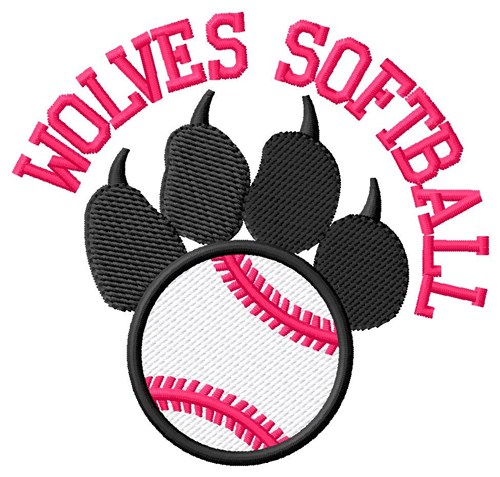 Wolves Softball Machine Embroidery Design