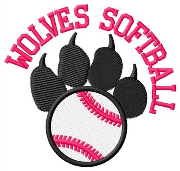 Picture of Wolves Softball Machine Embroidery Design