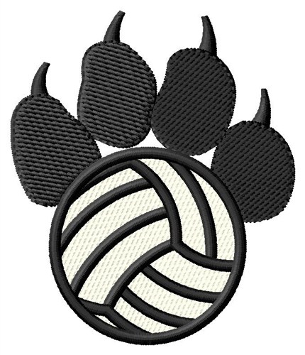 Volleyball Pawprint Machine Embroidery Design