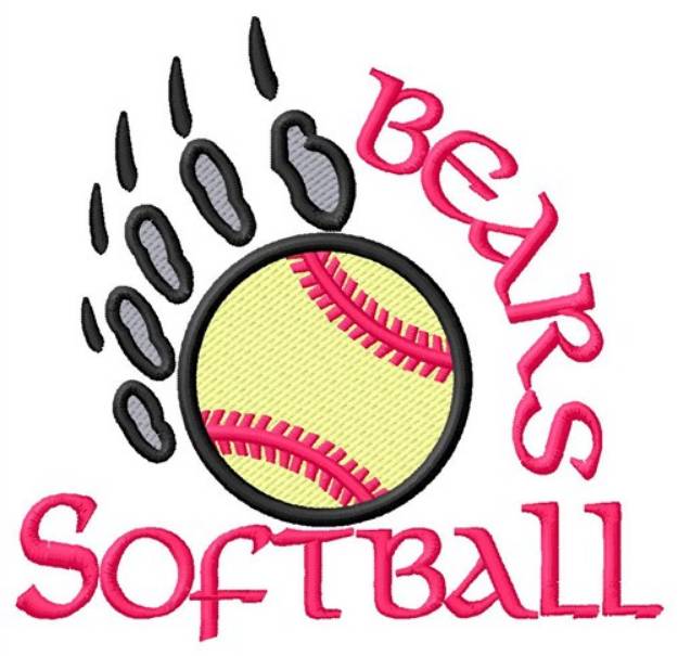 Picture of Bears Softball Machine Embroidery Design