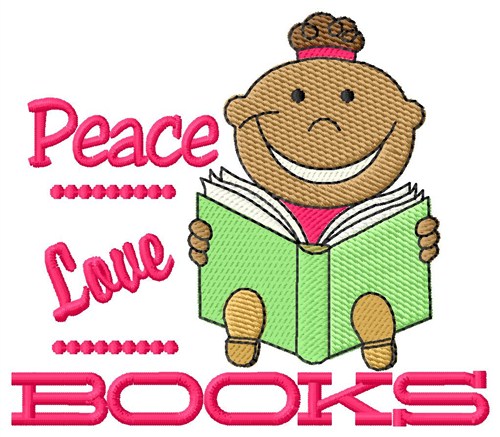 Peace Love Books Machine Embroidery Design