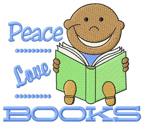 Peace Love Books Machine Embroidery Design