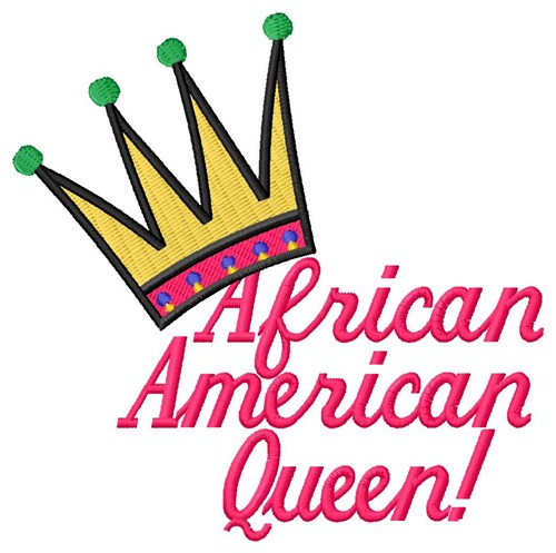 African American Queen Machine Embroidery Design