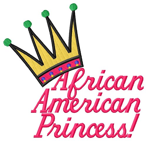 African American Princess Machine Embroidery Design