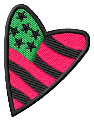 Flag Heart Machine Embroidery Design